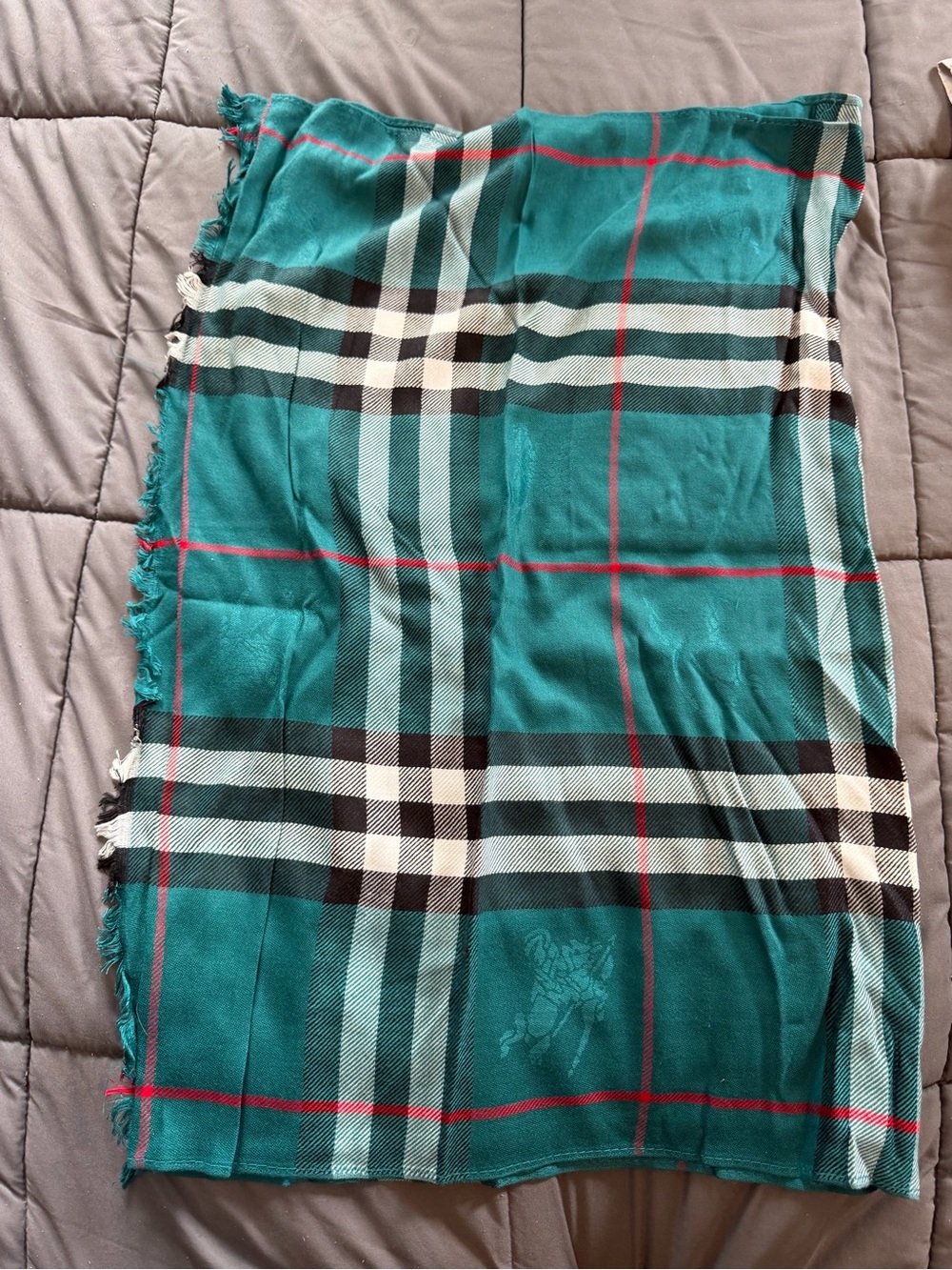 Oversized Teal Plaid Scarf Wrap Shawl